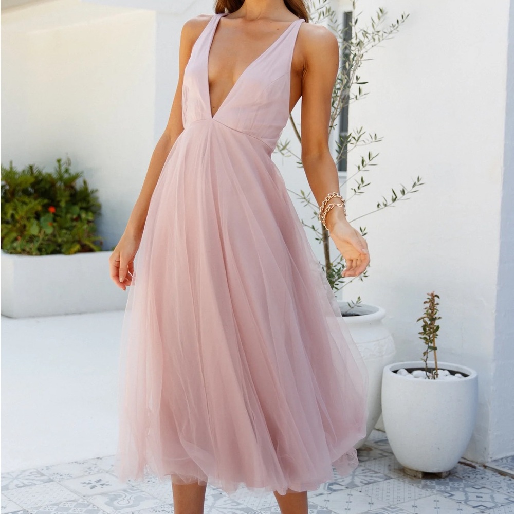 Blush Pink Tulle Dress | Formal | Bridesmaid Prom size 4 size small